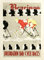 Lager, cykellopp på dekorationsdagen. Affisch, ca 1890 (tryckt affisch)